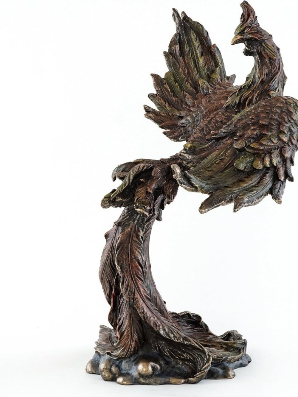 Majestic Fire Phoenix Statue - Legendary Immortal Bird Sculpture in Cold Cast